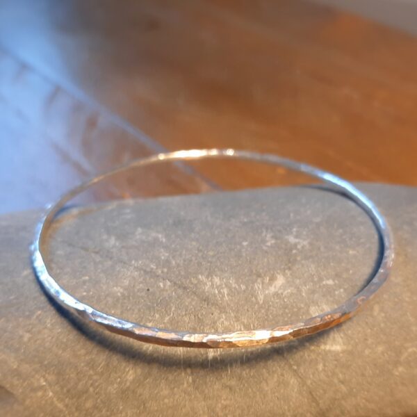 Hammered textured silver bangle