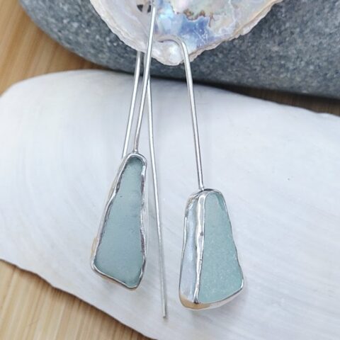 cornish sea glass silver ripples bracelet