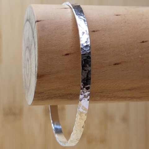 hammered wide silver bangle