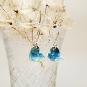 Enamelled silver heart earrings